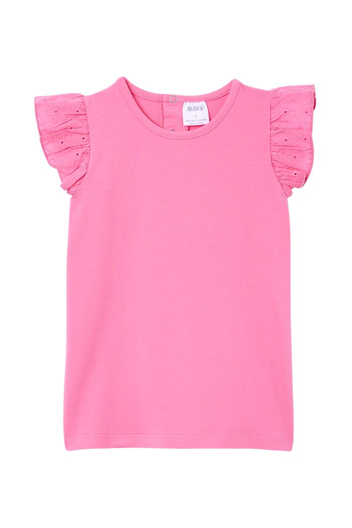 Pink Sachet Broderie Frill Tee