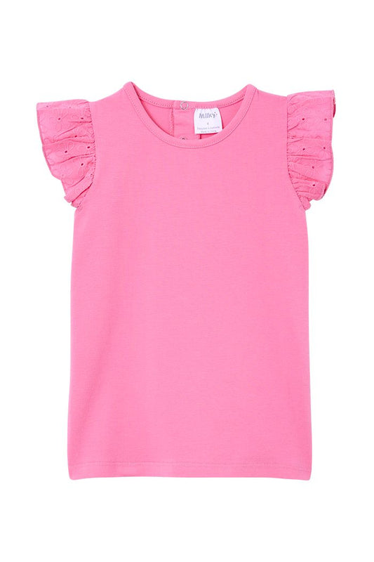 Pink Sachet Broderie Frill Tee