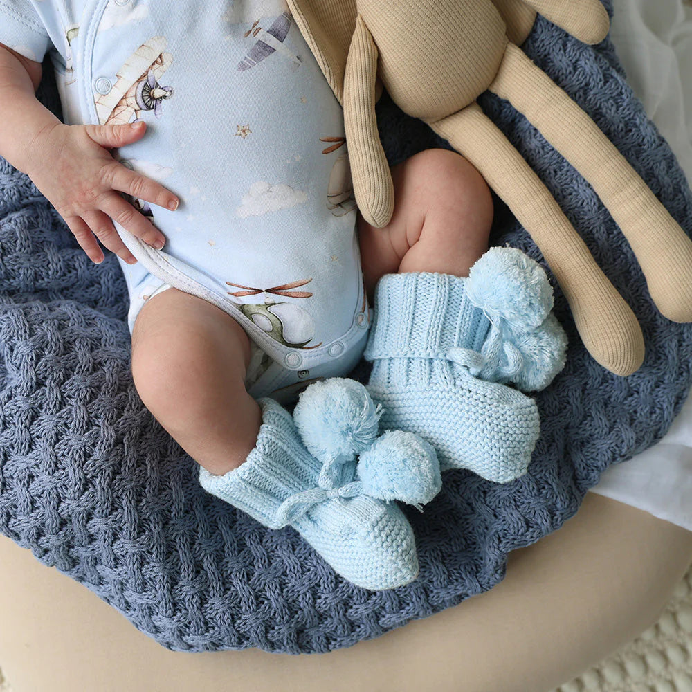 Baby Blue Knit Booties