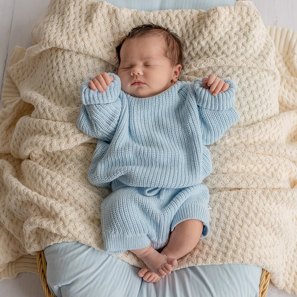 Baby Blue Organic Cotton Knit Shorts