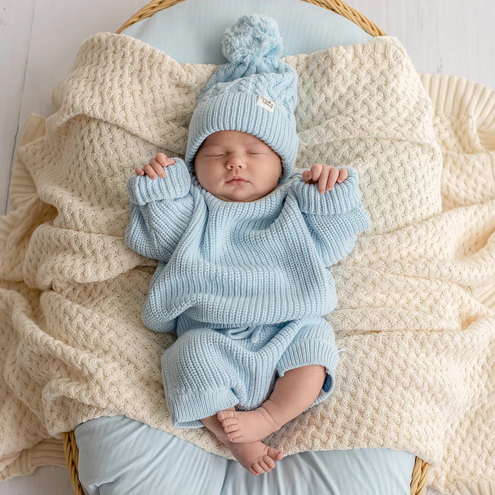Baby Blue Oversized Cotton Knit Jumper