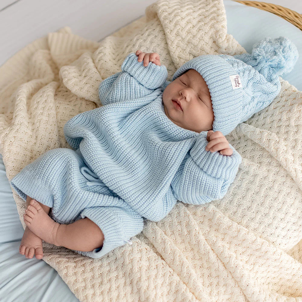 Baby Blue Organic Cotton Knit Shorts