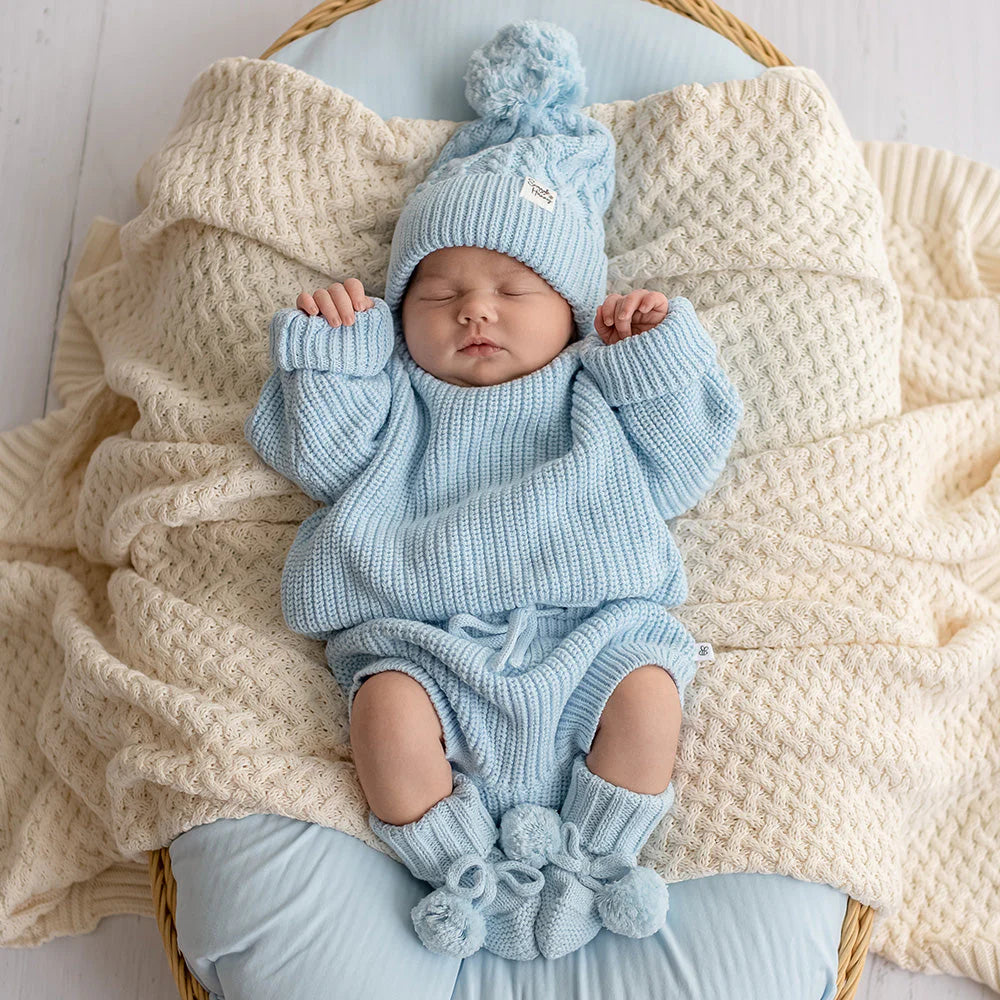 Baby Blue Oversized Cotton Knit Jumper