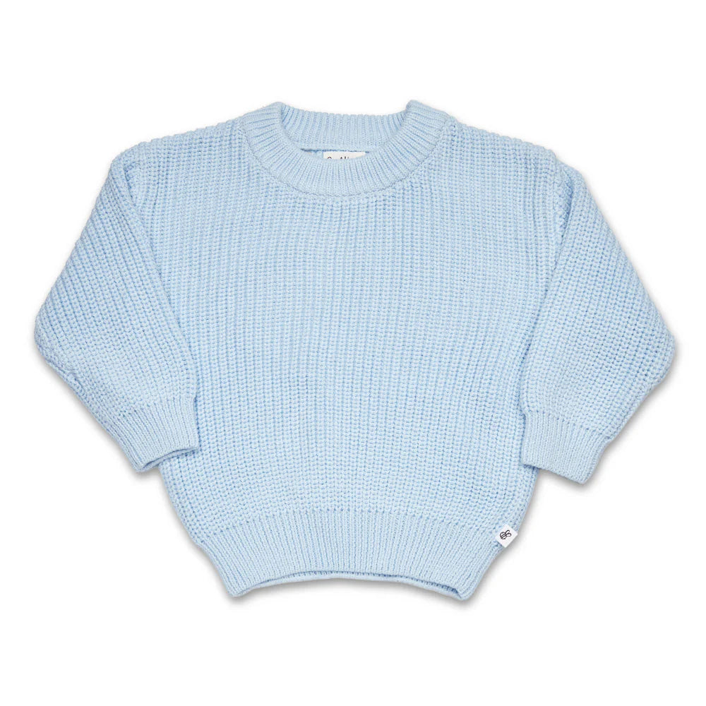 Baby Blue Oversized Cotton Knit Jumper