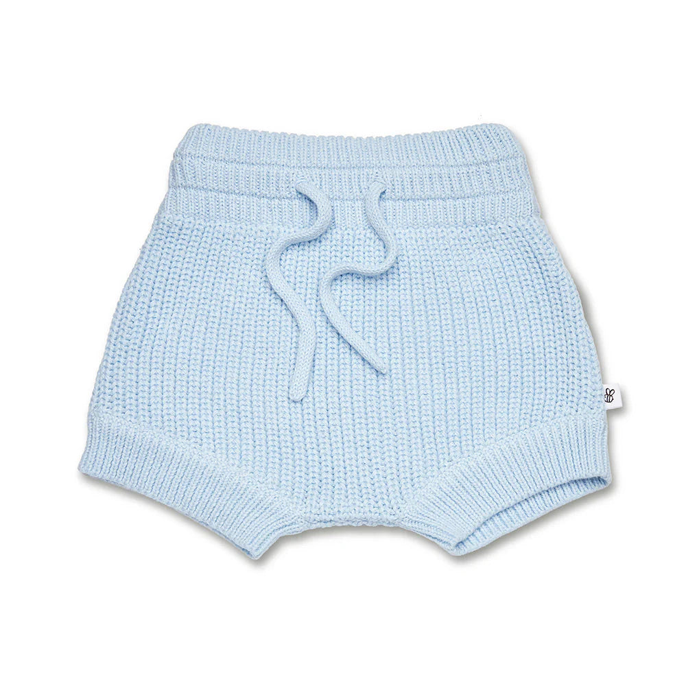 Baby Blue Organic Cotton Knit Shorts