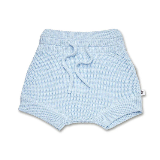 Baby Blue Organic Cotton Knit Shorts