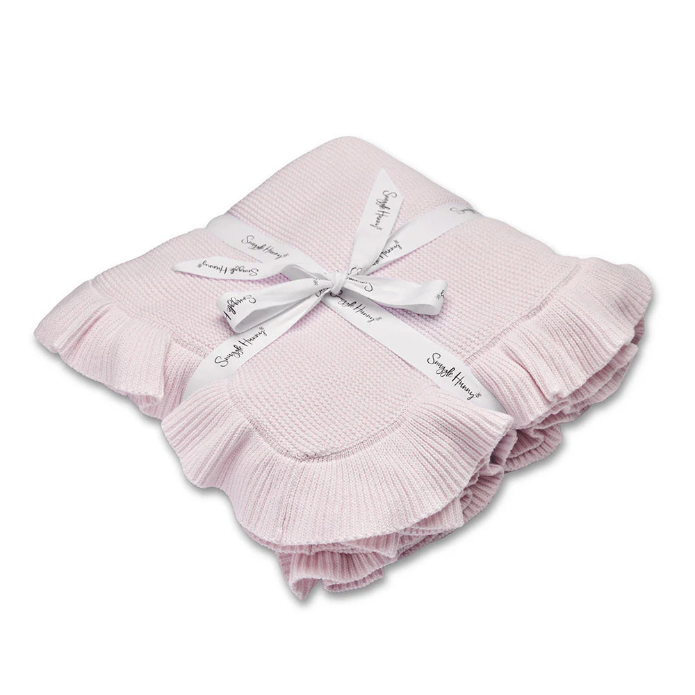 Blush Pink Ruffle Knit Baby Blanket