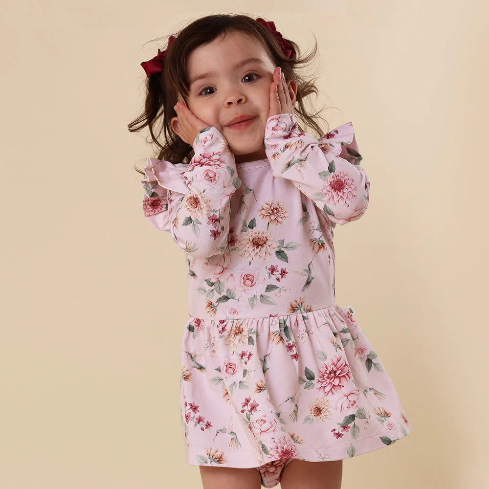 Birds & Blooms Long Sleeve Dress