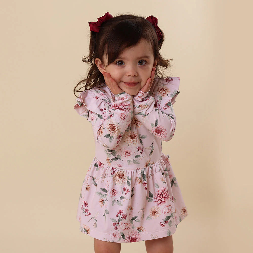 Birds & Blooms Long Sleeve Dress