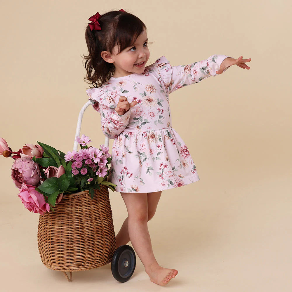 Birds & Blooms Long Sleeve Dress