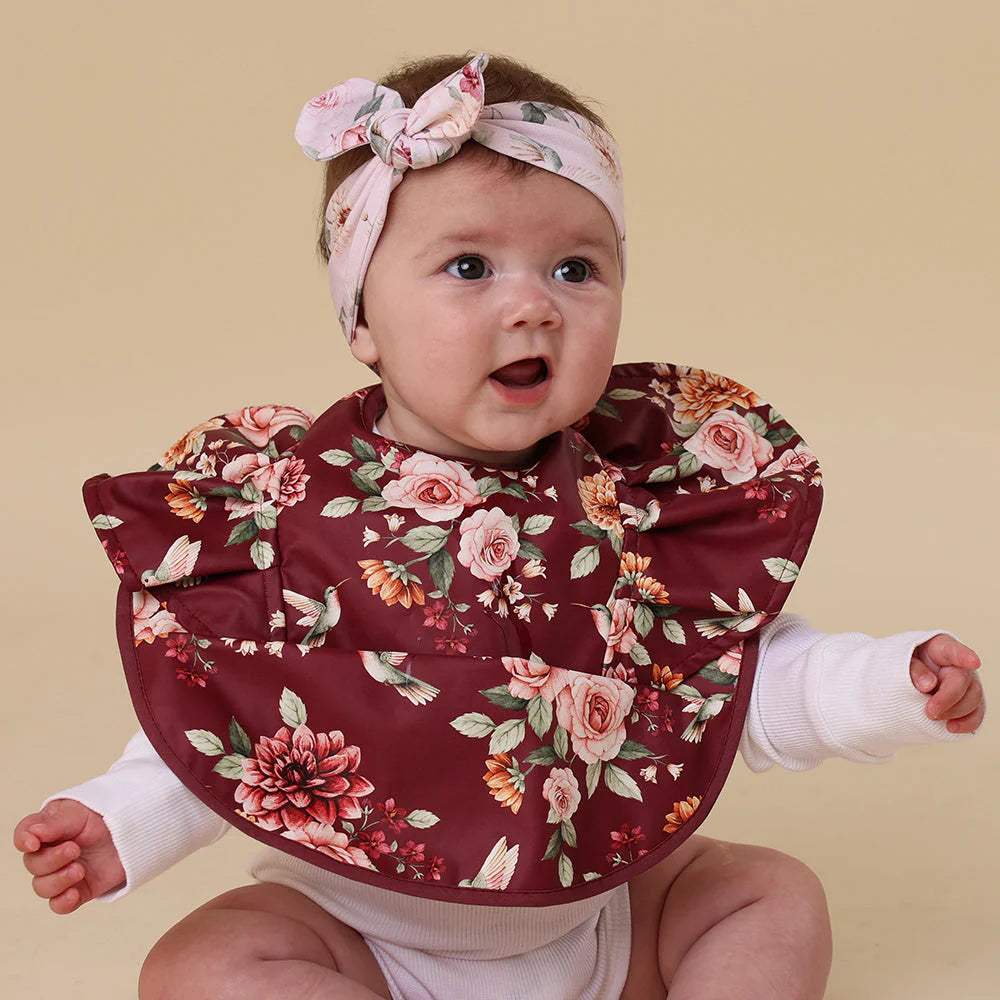 Floral Flutter Frill Snuggle Bib