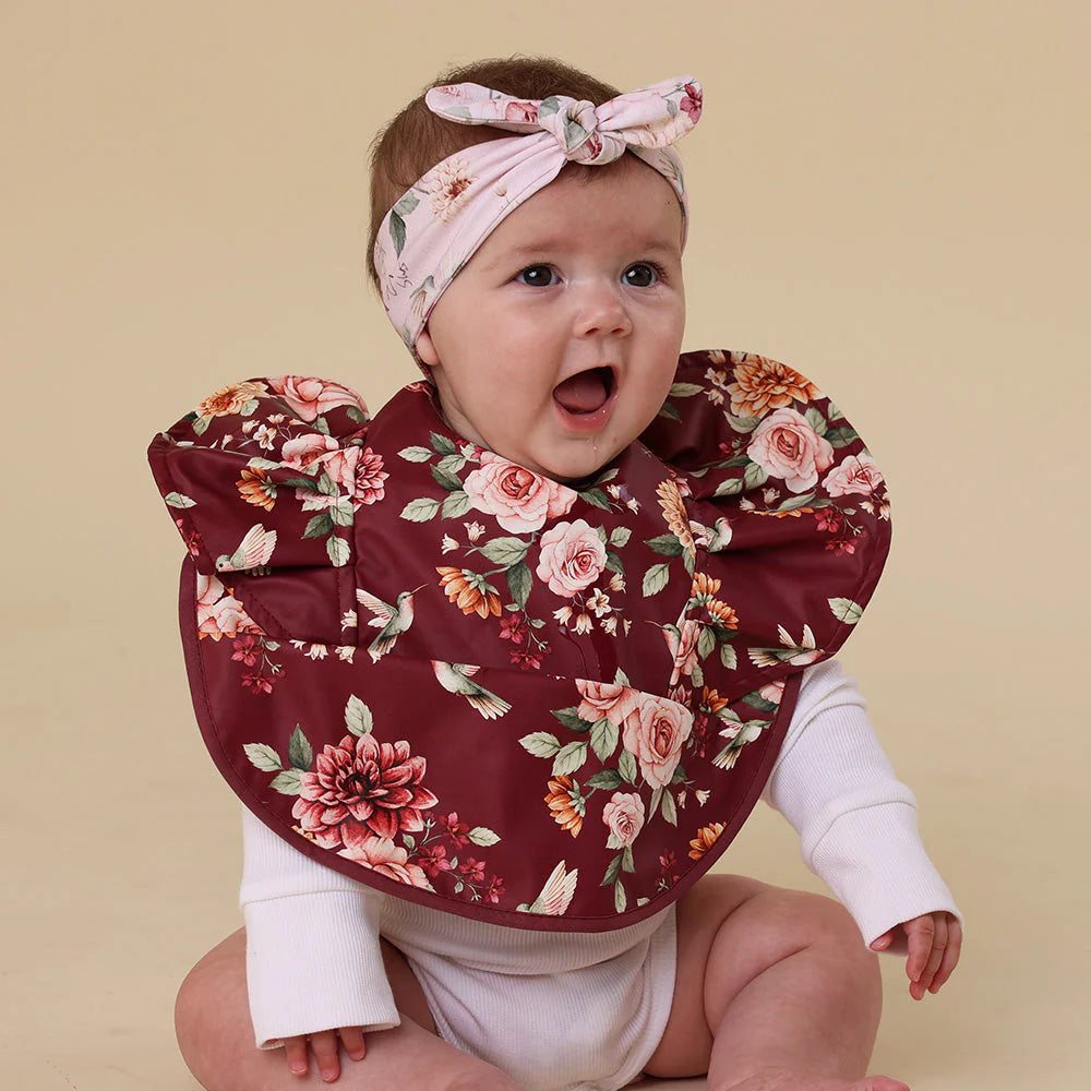 Floral Flutter Frill Snuggle Bib