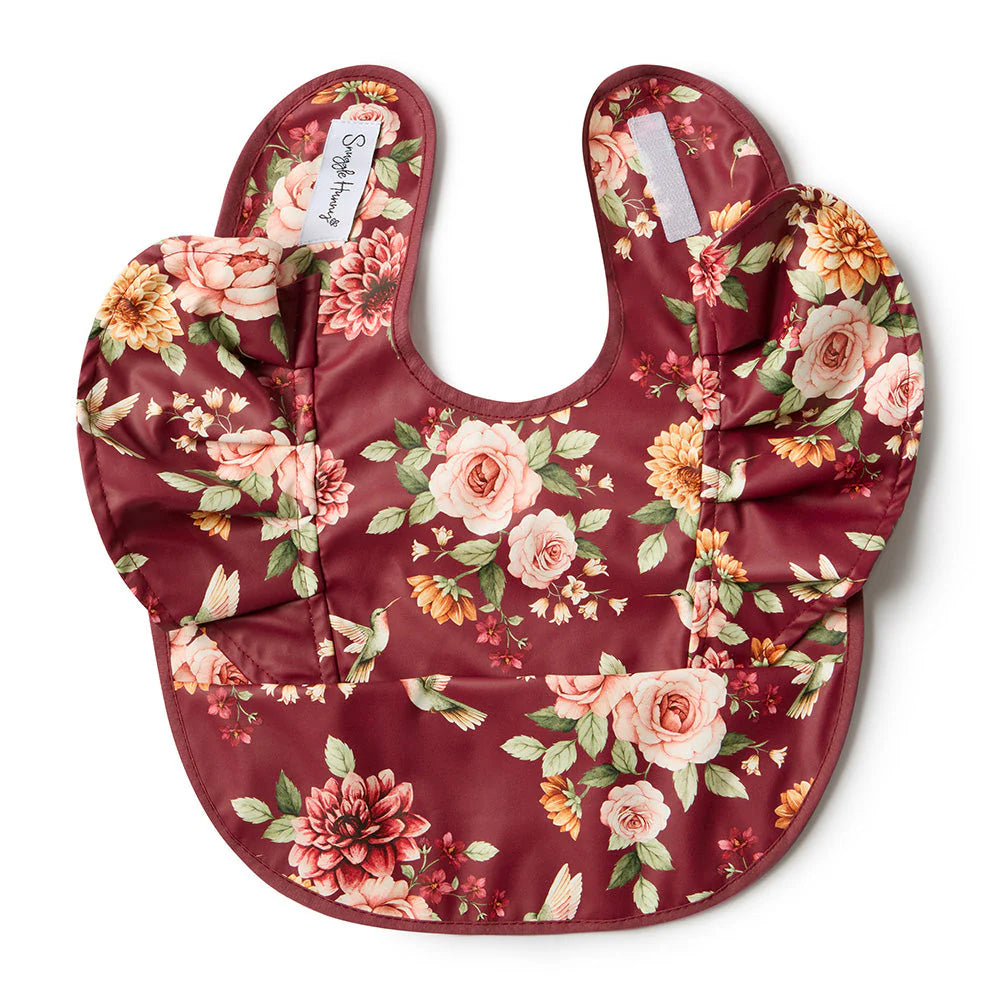 Floral Flutter Frill Snuggle Bib
