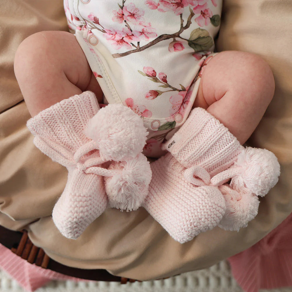 Baby Pink Knit Booties