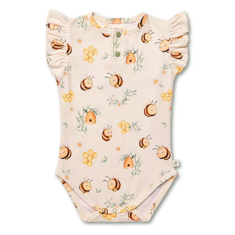 Bumblebees Short Sleeve Bodysuit with Frill