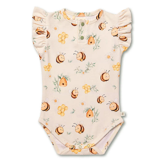 Bumblebees Short Sleeve Bodysuit with Frill