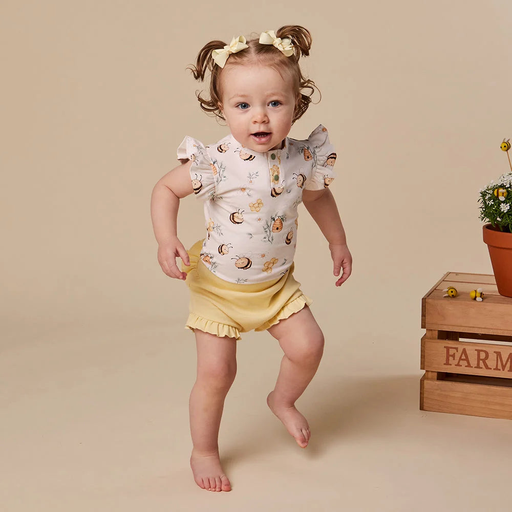 Bumblebees Short Sleeve Bodysuit with Frill