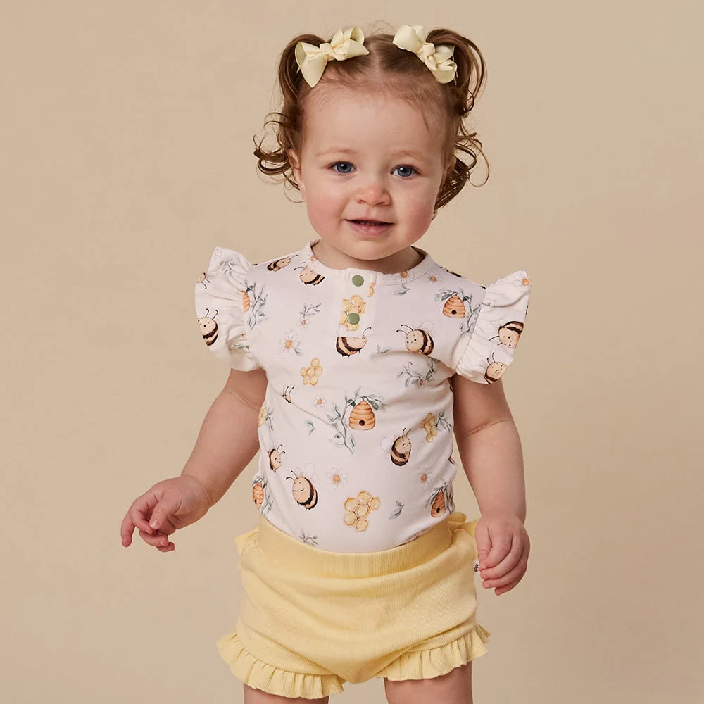 Bumblebees Short Sleeve Bodysuit with Frill