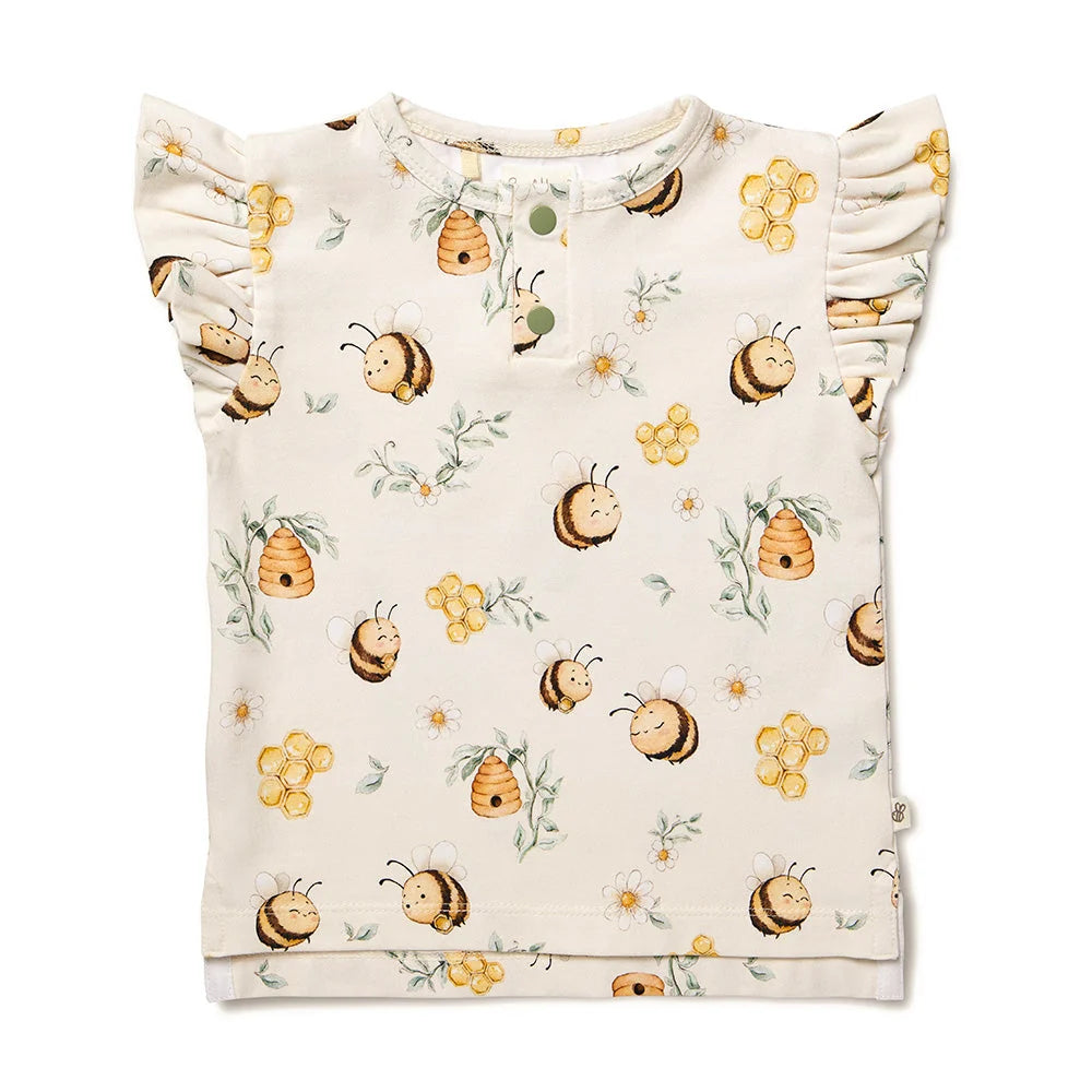 Bumblebees Short Sleeve Top with Frill