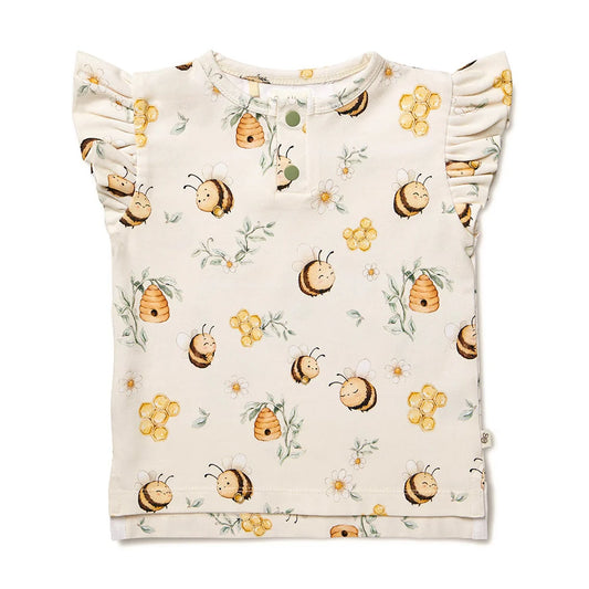 Bumblebees Short Sleeve Top with Frill