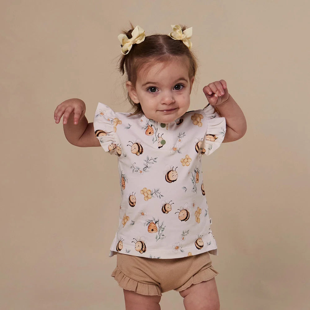 Bumblebees Short Sleeve Top with Frill