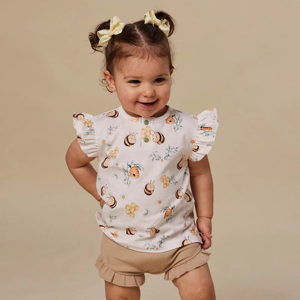 Bumblebees Short Sleeve Top with Frill