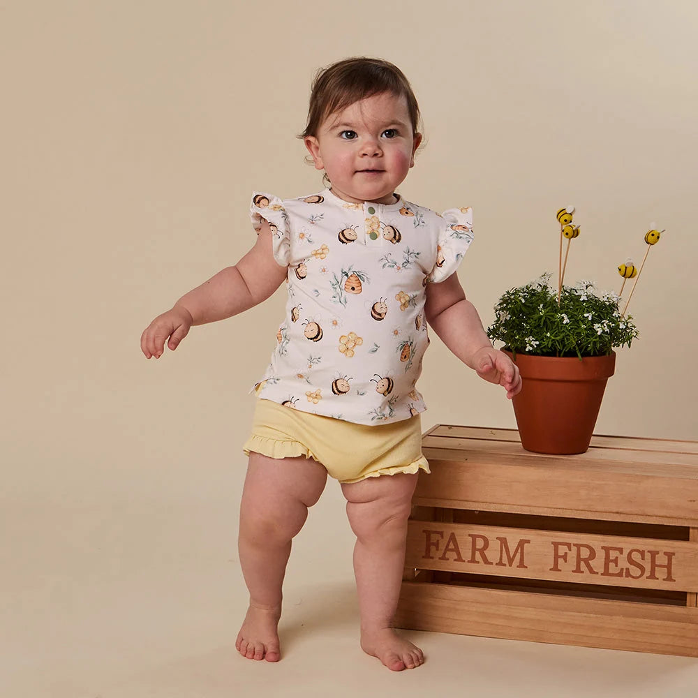 Bumblebees Short Sleeve Top with Frill