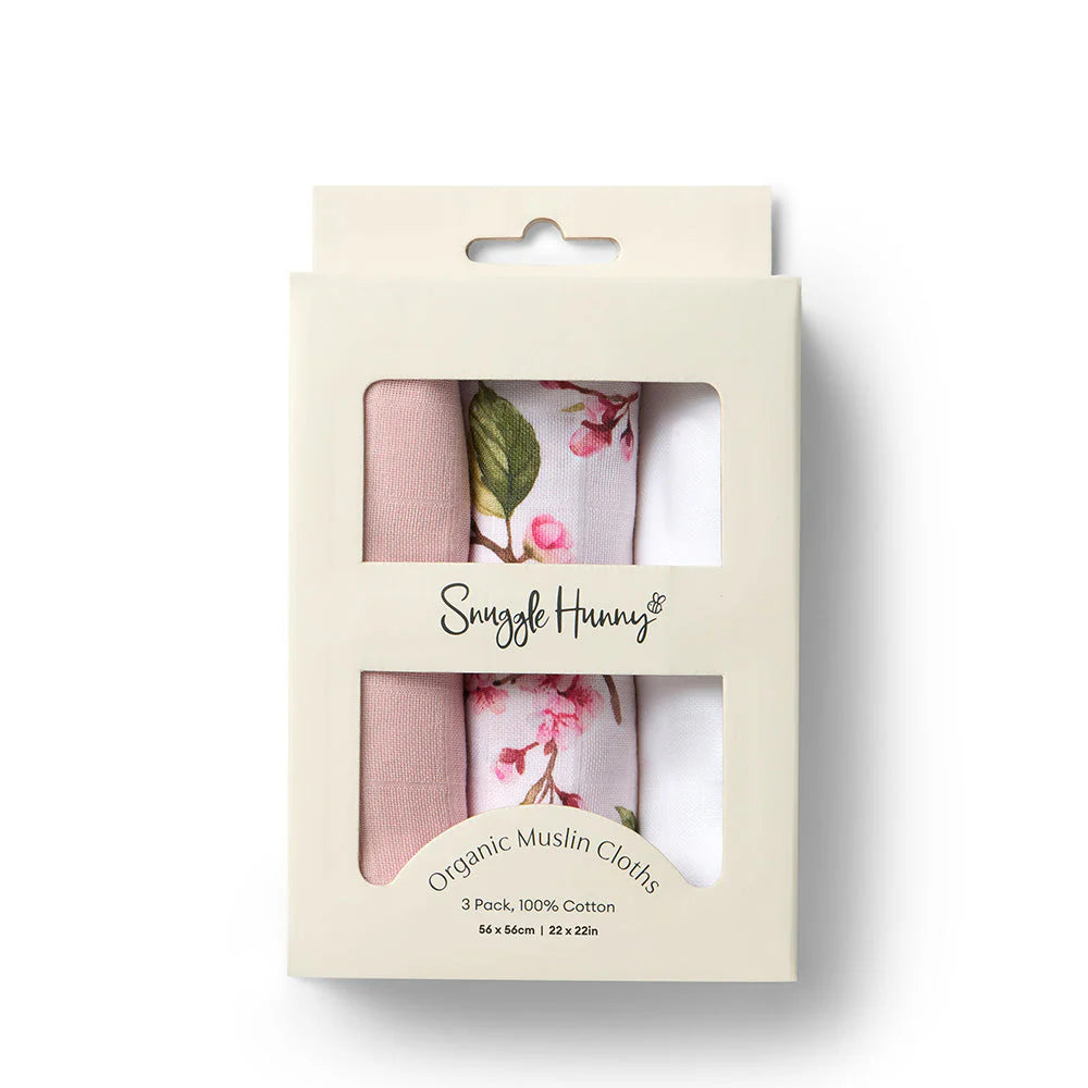 Small Muslin Cloths 3pk Cherry Blossom