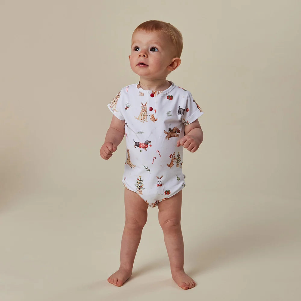 Christmas Pups Short Sleeve Bodysuit
