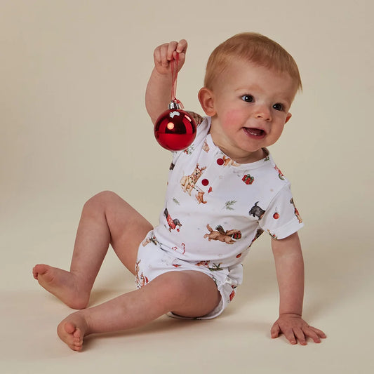 Christmas Pups Short Sleeve Bodysuit