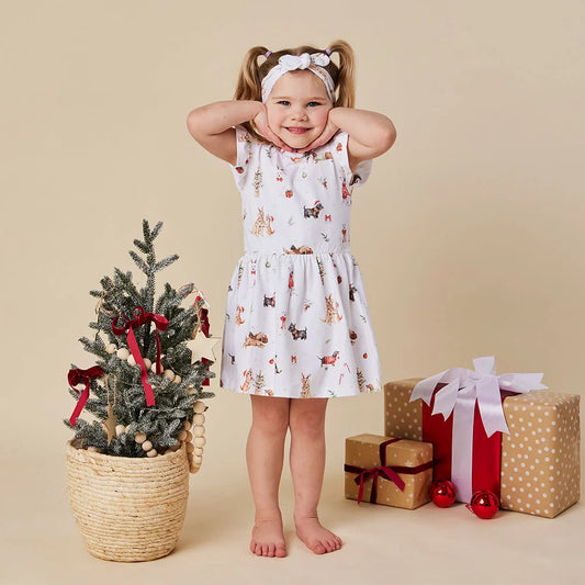 Christmas Pups Short Sleeve Dress