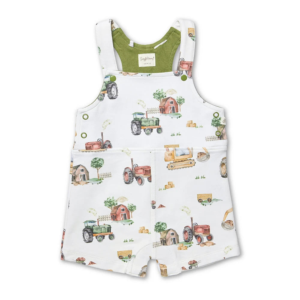 Diggers & Tractors Snuggle Overall Shorts