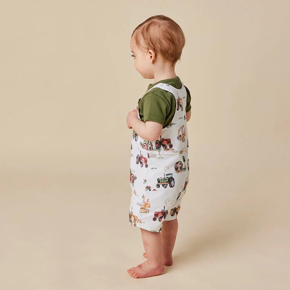 Diggers & Tractors Snuggle Overall Shorts