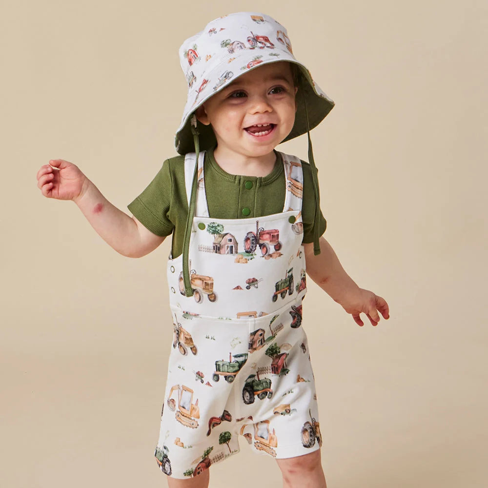 Diggers & Tractors Snuggle Overall Shorts