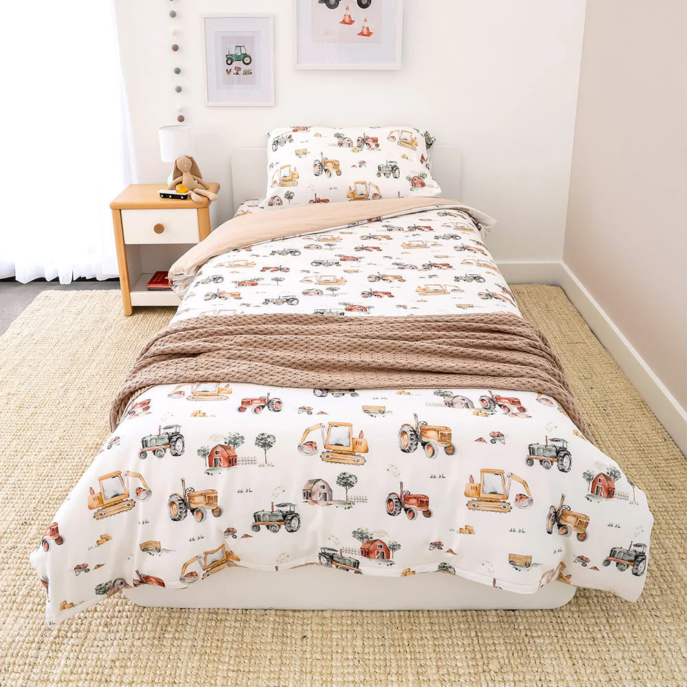 Diggers & Tractors Quilt Cover - Single Bed