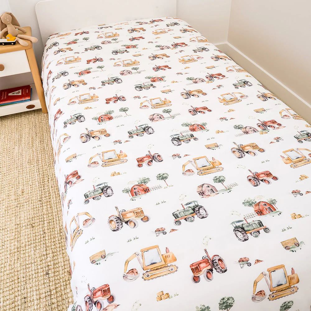 Diggers & Tractors Quilt Cover - Single Bed