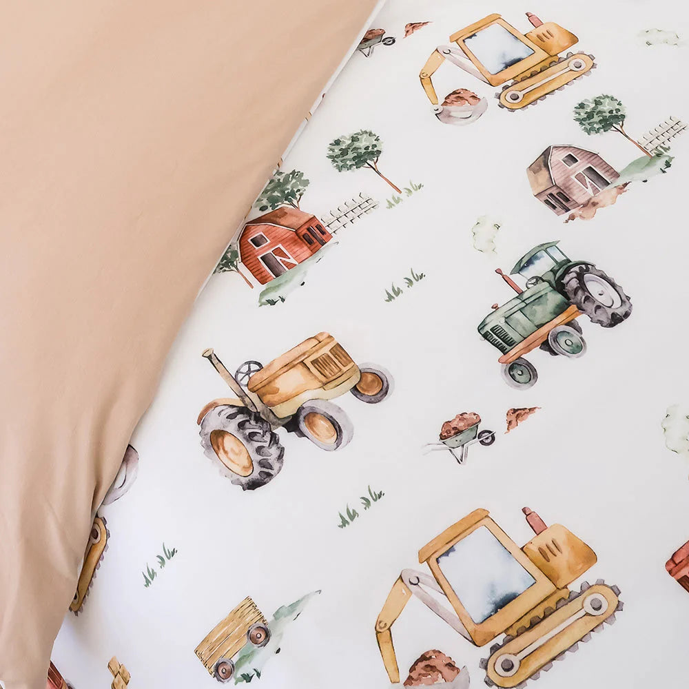 Diggers & Tractors Quilt Cover - Single Bed