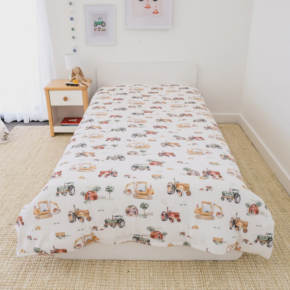 Diggers & Tractors Quilt Cover - Single Bed