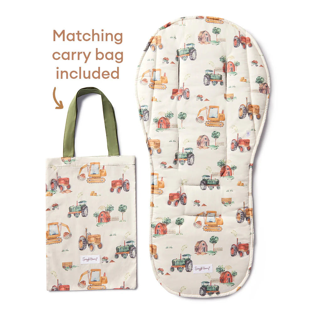 Diggers & Tractors Pram Liner