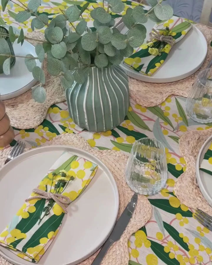 Linen Cotton Tablecloth 138cm x 300cm Golden Wattle