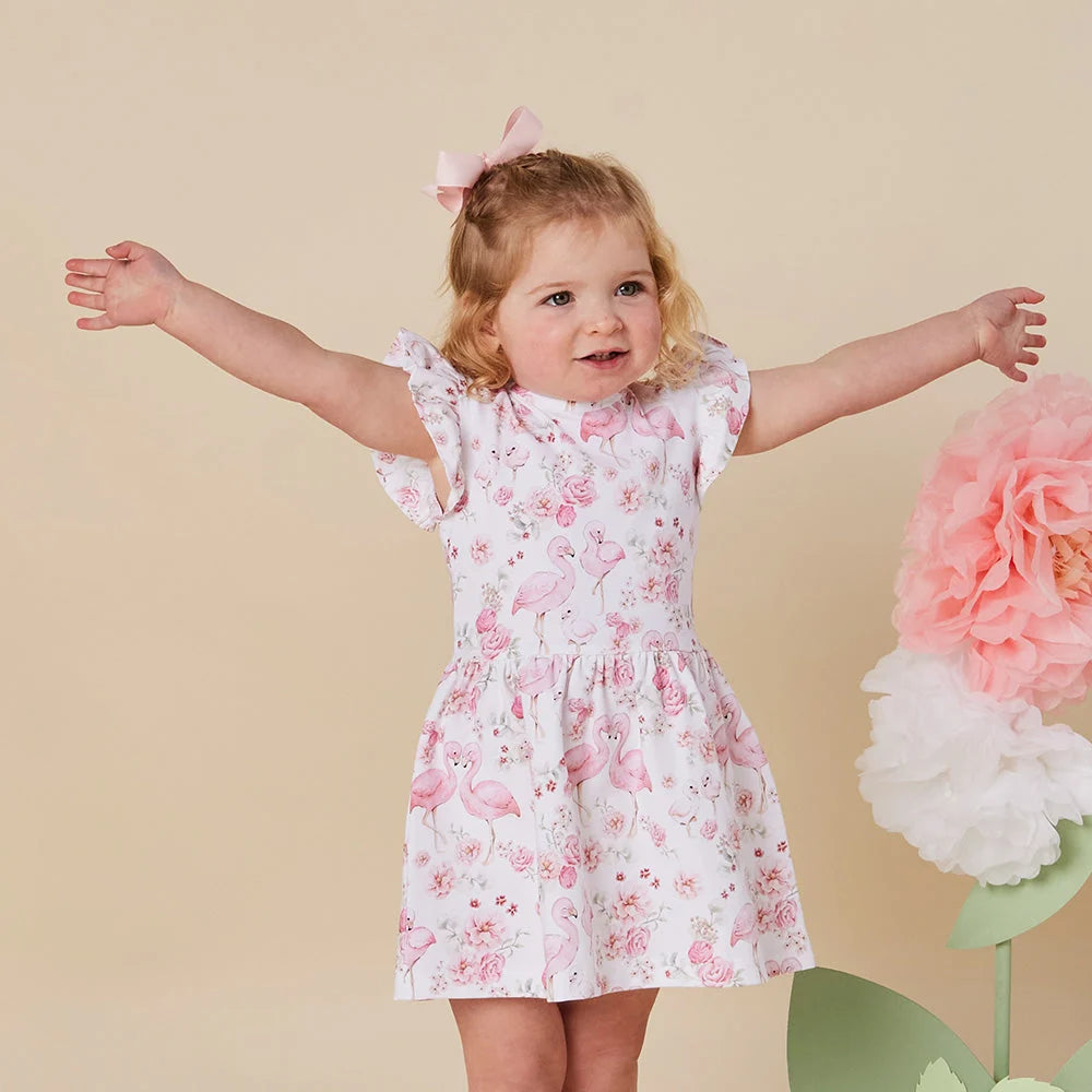 Flamingos Short Sleeve Dress