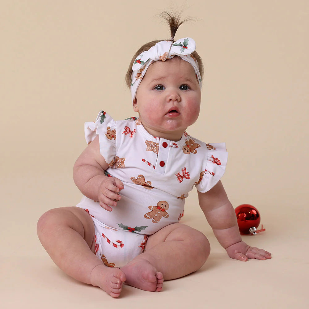 Gingerbread Short Sleeve Frill Bodysuit