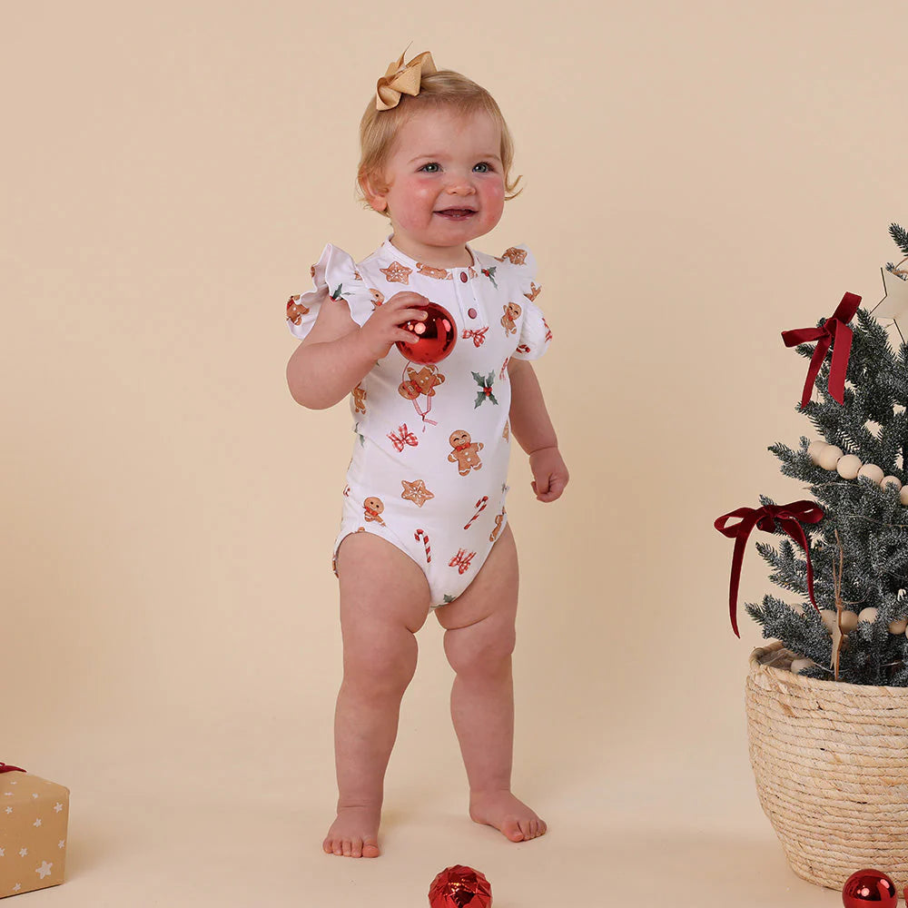 Gingerbread Short Sleeve Frill Bodysuit