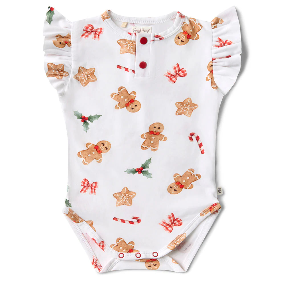 Gingerbread Short Sleeve Frill Bodysuit
