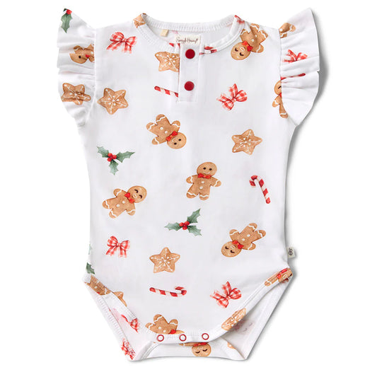Gingerbread Short Sleeve Frill Bodysuit