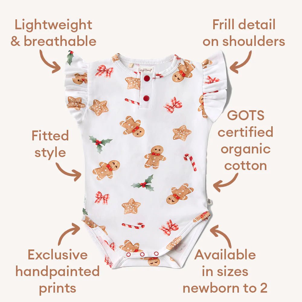 Gingerbread Short Sleeve Frill Bodysuit