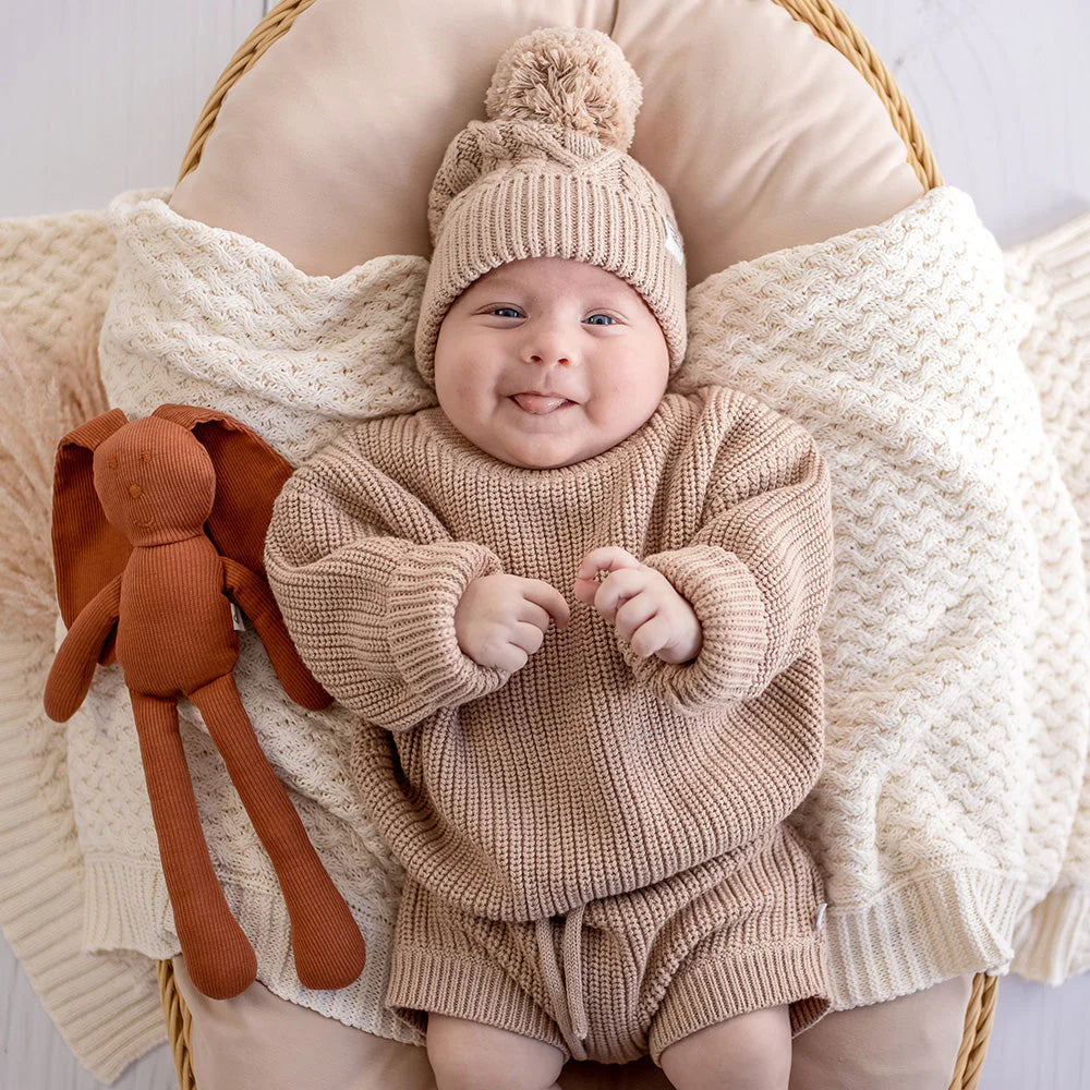 Hazelnut Oversized Cotton Knit Jumper
