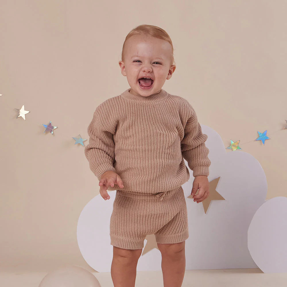 Hazelnut Organic Cotton Knit Shorts