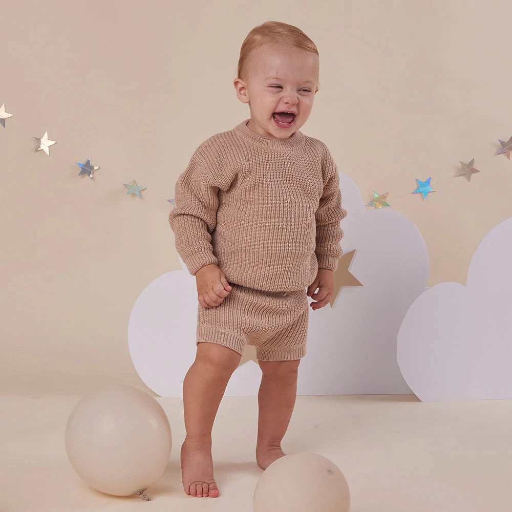 Hazelnut Oversized Cotton Knit Jumper