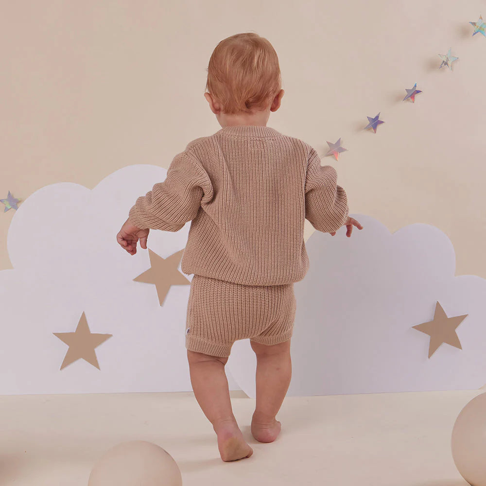 Hazelnut Organic Cotton Knit Shorts